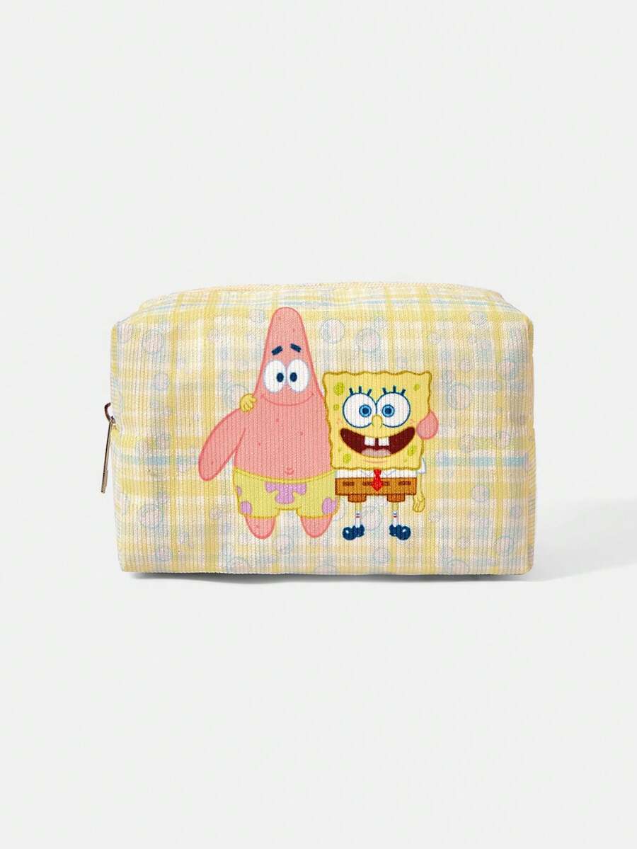 SpongeBob SquarePants | SHEIN 1件裝 化妝包 多用途超大容量 極輕量便攜 耐用百搭實用 時尚簡約休閒度假風 中性運動可愛卡通風 拼色透氣耐磨 可折疊防塵易收納 適合假期、戶外工作、辦公室、通勤、旅行,適合作為禮物,年輕女性與上班族的理想選擇 - 海星 - 查看 1