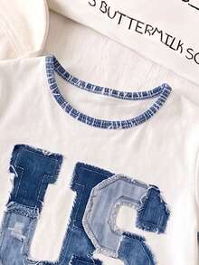 1 Random Set , Series Pattern Printed Casual Fashion Crew Neck Short Sleeve T-Shirt With Shorts, School Clothes Suitable For Daily Wear - Multicolor - View 7