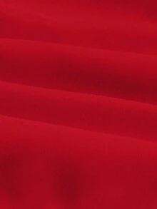 EMERY ROSE Women's Summer Solid Color Pleated Casual Pocketed Halter Romper For New Year Clothes - Red - View 3