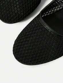 Mnmlis Hollow Mesh Mary Jane Flats - Black 2 - View 4