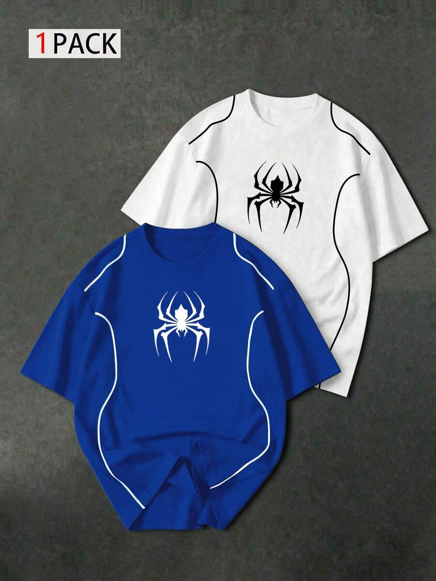 Sport MetroGents Kaos Olahraga Lengan Pendek Pria Motif Laba-laba - Biru - View 1