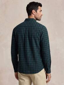 Lornavo Men's Plaid Casual Versatile Daily Wear Long Sleeve Shirt - Royal Blue - View 2