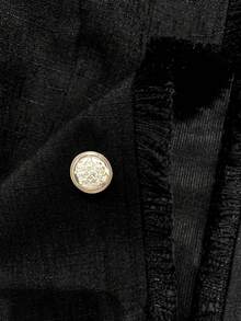 Balvessa Women's Black Patchwork Frayed Hem Short Jacket - Black - View 5