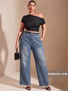 Comfortcana Plus Size Women's Casual Daily Denim Jeans With Pockets And Buttons - Medium Wash - View 5