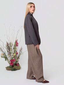 PRISCILA ESCOTO PRISCILA ESCOTO Stand Collar Oblique Placket Blazer, Crafting A High-End Business Look Fall - Grey - View 4