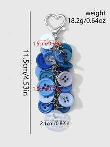 ROMWE Kawaii 1 Creative, Unique, Simple And Multi-Colored Irregular Flat Button DIY Keychain Bag Pendant, Suitable For Sisters To Wear, Holiday Gift - Multicolor - View 3