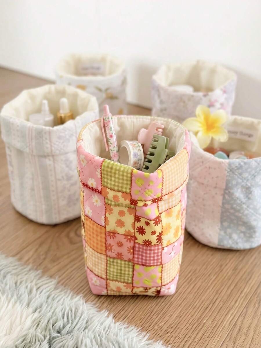 SHEIN 1-Piece Oxford Cloth, New Small Fresh Flower Pattern Cosmetic Bag, Easy To Carry For Short Trips, Storage Bag, Suitable For Going Out Storage - Multicolor - View 1