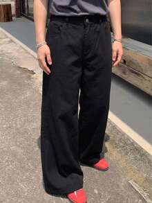 Dazy Plus Celana Jeans Denim Hitam Kasual Serbaguna Pas Badan Cocok untuk Perjalanan Sehari-hari, Model Pendek, Musim Semi/Gugur Terbaru - Hitam - View 4