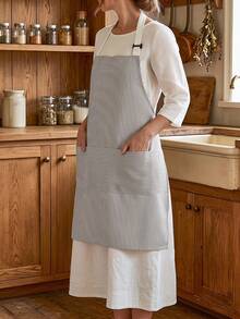 1-Pack Striped Print Black Gray Decorative Apron Kitchen Dining Long Apron Stain Resistant For Daily Use - Multicolor - View 3