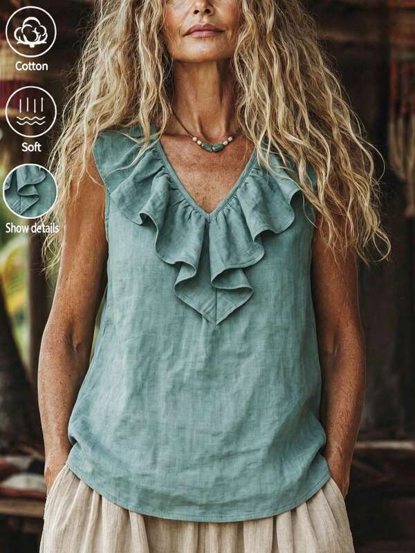 Zayélia Summer Casual Ruffle Sleeveless Blouse