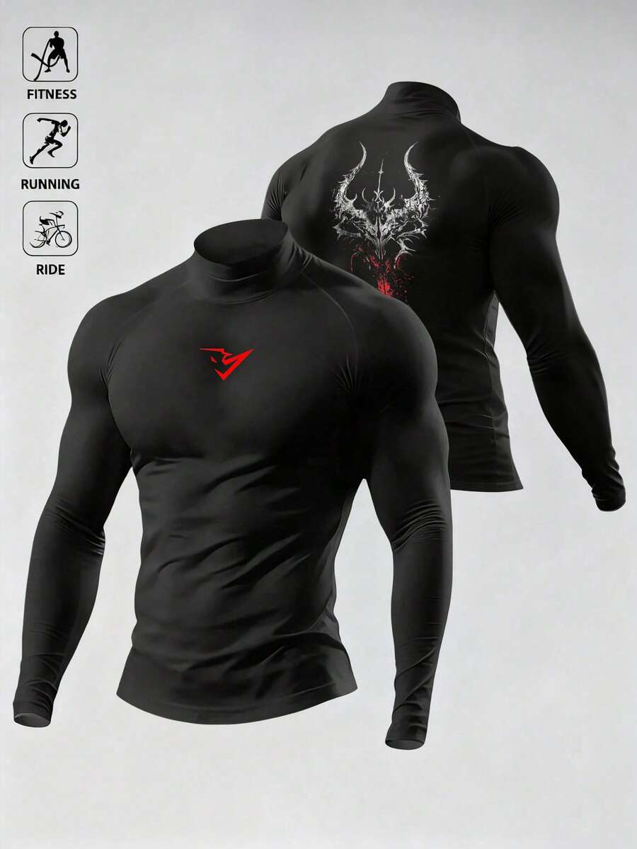 Gym Rark Camiseta deportiva de manga larga y cuello alto para hombre - Negro - Ver 1