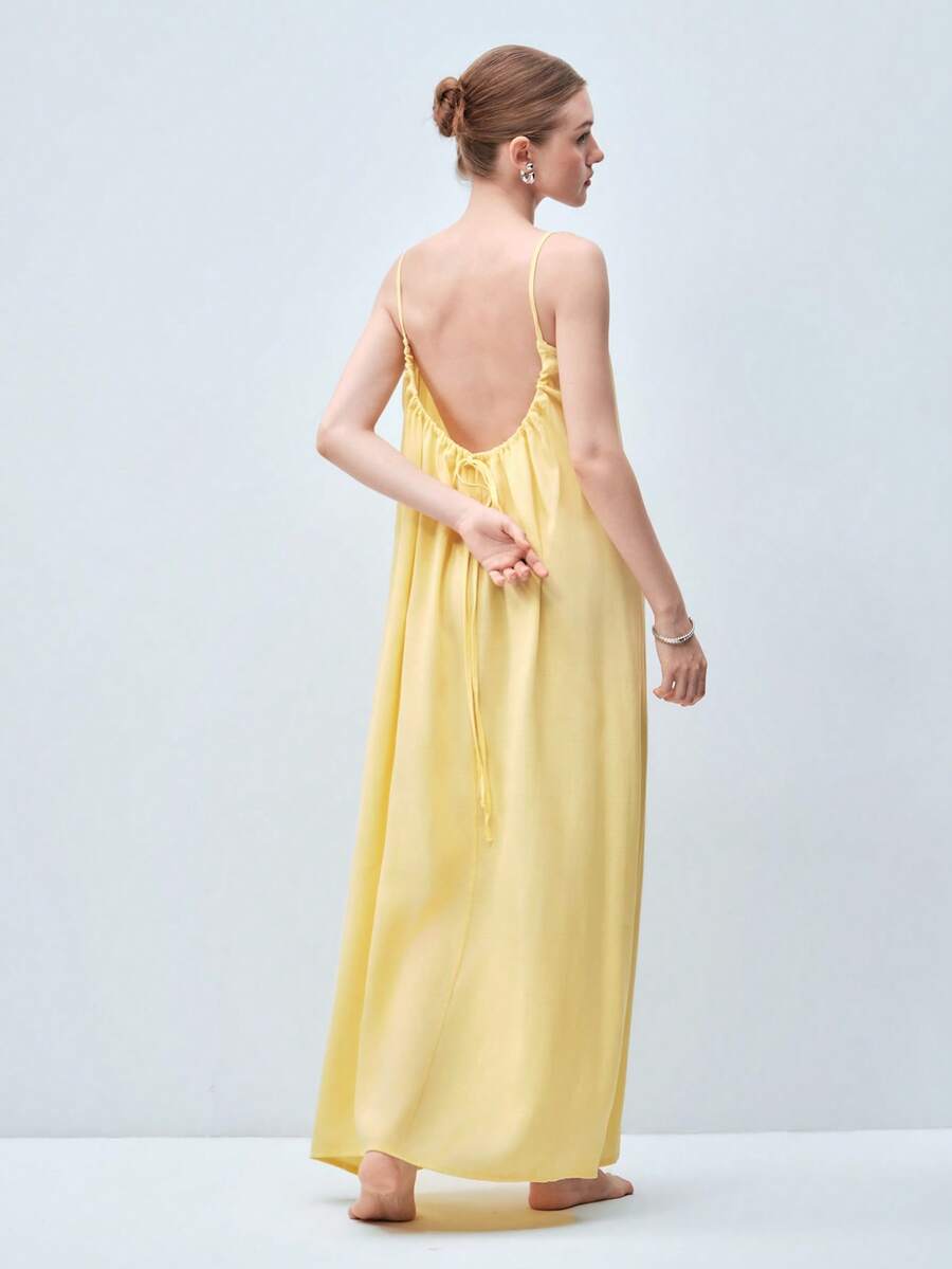 Softvol 1pc Women's Sexy Camisole Backless Nightgown
