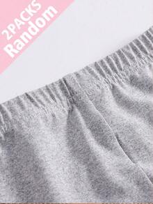 青少年女孩休閒可愛極簡卡通圖案長款內搭褲，2件/包，適合秋冬校園穿著，白色海軍藍 - 彩色 - 查看 4