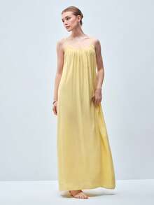 Softvol 1pc Women's Sexy Camisole Backless Nightgown - Yellow - View 6