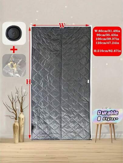 1pc 36x80 Extra 2in Height Heavy Oxford Rain Padded Magnetic Thermal Insulate Sound Reduce Wind Cold Block Energy Save Winter Door Curtain Sliding Glass Door Home Noise Shield
