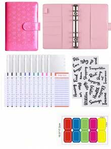 1 Set Waterproof Zippered PU Leather Heart Shape Cash Envelope Budget Binder With 8 Envelopes 12 Budget Cards 2 English Labels 10 Colored Stickers Savings Organizer Accounting Notebook Money Management Financial Planner For Women Valentine Day Gift Personal Finance Binder - one-size - View 16