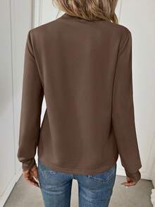 Easowa Women's Casual Elegant Leopard Print Tie-Neck Long Sleeve Sweatshirt Suitable For Autumn Business Daily Wear Brunch Office Work Brown Brown - Brown - View 2
