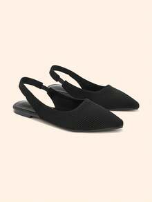 CUCCOO BASICS Women's Pointed Flats, Knitted Material, Comfortable And Breathable Lace-Up Flats, Suitable For Christmas And Spring Shoes - Black 2 - View 8