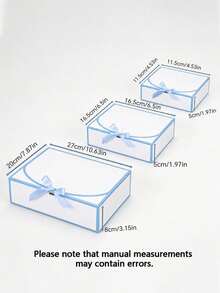 10 Pcs Blue Ribbon Wedding Gift Boxes Reusable Paper With Lids For Bridal Shower Birthday Proposal Favor Must Have Packaging Supply - Light Blue - View 9