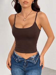 SHEIN PETITE 4件組女款休閒純色百搭細肩帶背心上衣套裝 - 彩色 - 查看 8