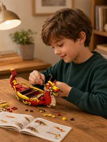 POKOJA LAND 3 Styles Optional Building Block Set Mechanical Spider Monster Dragon Boat Beast Model Bricks Kit Desktop Display Decor DIY Assembly Craft Toy Holiday Present - Multicolor - View 6