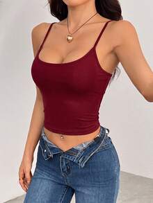 SHEIN PETITE 4件組休閒百搭純色女款細肩帶背心套裝 - 彩色 - 查看 3