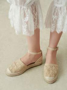 Styleloop 女款麻繩底深杏色波希米亞西式音樂節穿搭舒適透氣漁夫鞋平底鞋 - 杏色 - 查看 9