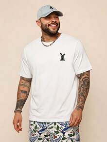 Manfinity RebelGame Casual Men's Plus Size Cartoon Print Short Sleeve T-Shirt For Daily Wear Men's Graphic T Shirt - White - View 1