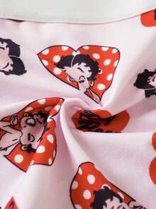 Betty Boop x SHEIN 女款波點愛心卡通印花三角內褲 - 白色 - 查看 14