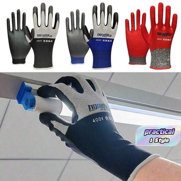 1pc Ultra-Thin Electrician Insulating Gloves, 400v/500v Voltage Resistant, Rubber Material, Touch Screen Insulation, Industrial Use