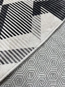 Alfombra de pasillo/alfombra de área con impresión digital antideslizante y lavable, alfombra de sala de estar, diseño moderno, estilo moderno, escandinavo, bohemio y clásico, 100% poliéster, fabricada en Turquía - Beis - Ver 5