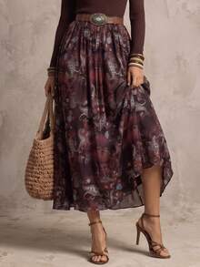 Solivie Women's Printed A-Line Skirt, Autumn New Arrival - Multicolor - View 4