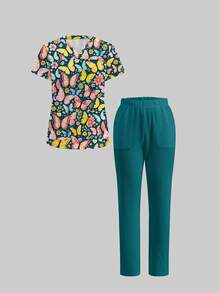 TaskEZ Scrub Set, Top And Pants With Pockets, Suitable For Scrubs And Scrubs, Fit For Work Commute, Pet Hospital - Multicolor - View 7