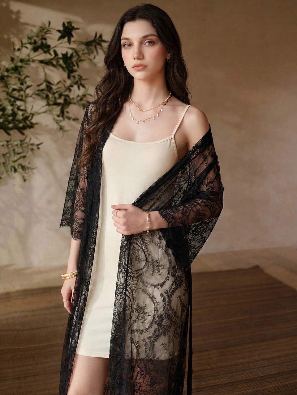 MOTF WOMEN'S LACE ROBE WITH BELT, SHEER SEXY LINGERIE ROBE, SEE-THROUGH ALLURING SLEEPWEAR, SENSUAL ROBE FOR DAILY WEAR, SUITABLE FOR VALENTINE'S DAY. SEXY LINGERIE.