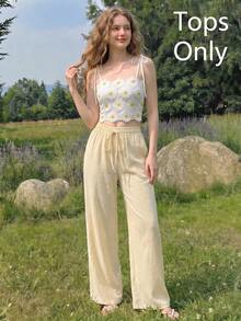 SHEIN MOD 女士夏季雛菊花鍊花網紗背心上衣 - 白色 - 查看 6