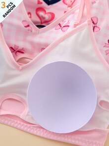 3pcs/Pack Tween Girl Printed Hollow Design Comfortable Bras - Multicolor - View 7
