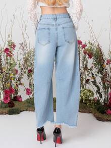 PRISCILA ESCOTO PRISCILA ESCOTO Women's Light Blue Jeans Low Waist Banana Pants Summer Casual, Going Out, Autumn For Women Fall - Light Wash - View 3