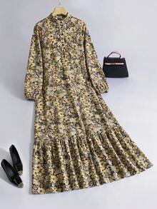 Al Najma Women's Floral Print Arabian Dress - Multicolor - View 1