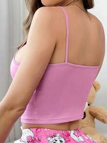 Cute Cat Bowknot Strap Camisole Top Women Sleepwear Holiday Season - Multicolor - View 2