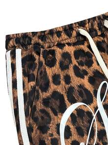 Manfinity Roghcode Men's Young Street Style, INS Multi-Functional Item: Leopard Print Straight Leg Loose Fit Sweatpants - Brown - View 4