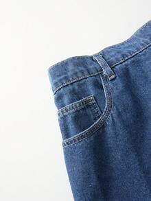 GlowEve CURVE Plus Size Women's Summer Casual Denim Skort - Dark Wash - View 5