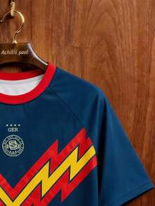 Manfinity Gritte Field Men's Colorblock Print Short Sleeve Football Jersey - Multicolor - View 5