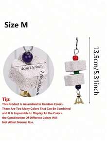 1 pieza Piedra de moler de calcio de varios colores con campana para jaula, juguete colgante con estilo floral para masticar, apto para cacatúa, inseparable, periquito, hámster, conejo - Multicolor - Ver 22