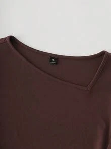 GlowEve CURVE Plus Size Women Brown Ruched Waist Long Sleeve Elastic Top And Wide Leg Sweatpants 2 Pieces Set - Brown - View 4