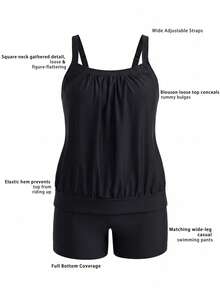 Swim Lushoire Bộ bikini 2 mảnh áo tank màu đen phong cách trưởng thành cho du lịch biển mùa hè 2026 mới - màu đen - Xem 5