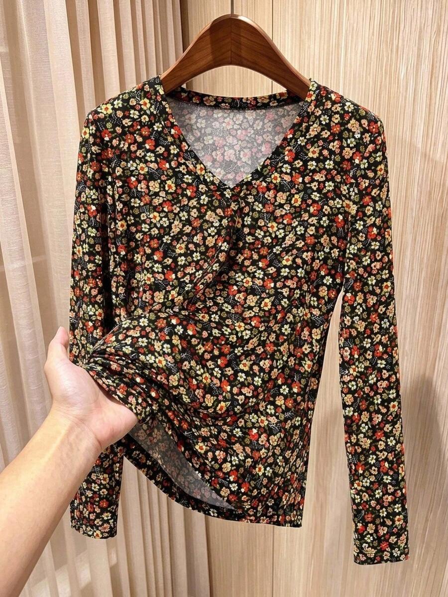 Rusticease 女款休閒碎花 T-shirt,秋季 - 彩色 - 查看 1
