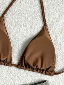 Elavelle Women Bikini Tops Simpul Plain Seksi - Mocha Brown - View 7