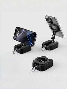 Teckwe 1 Piece 360 Degree Rotating Foldable Double Sided Magnetic Retractable Clip Portable Phone Holder Stand For Car Desktop Airplane High Speed Rail Travel(Features A Magnetic Suction Ring; The Phone's Magnetic Suction Function Is Not Required For Use). - Multicolor - View 4