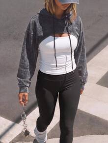 Levarali Sweatshirt Hoodie Kasual Ukuran Plus Wanita, Model Musim Gugur - Grey - View 3