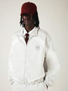 SUMWON Oversized Zip-Up Track Jacket With Raglan Sleeves Star Logo And Elastic Hem Spring Casual Outerwear - Multicolor - View 4